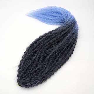 Brazilský vlnitý Kanekalon - 1#/IIIBlue - černá -> modrá světlá