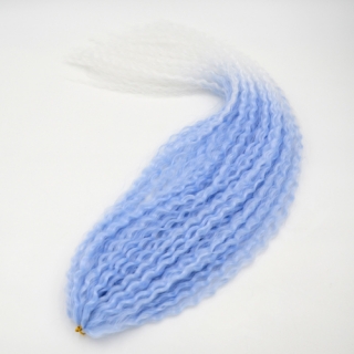 Brazilský vlnitý Kanekalon - IIIBlue/630 - modrá světlá -> bílá